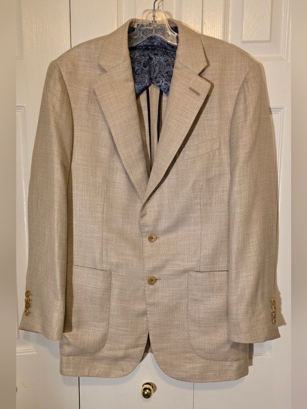 Fielding & Nicholson Bespoke Bamboo Blazer 42R Oatmeal Sport Coat Made in London